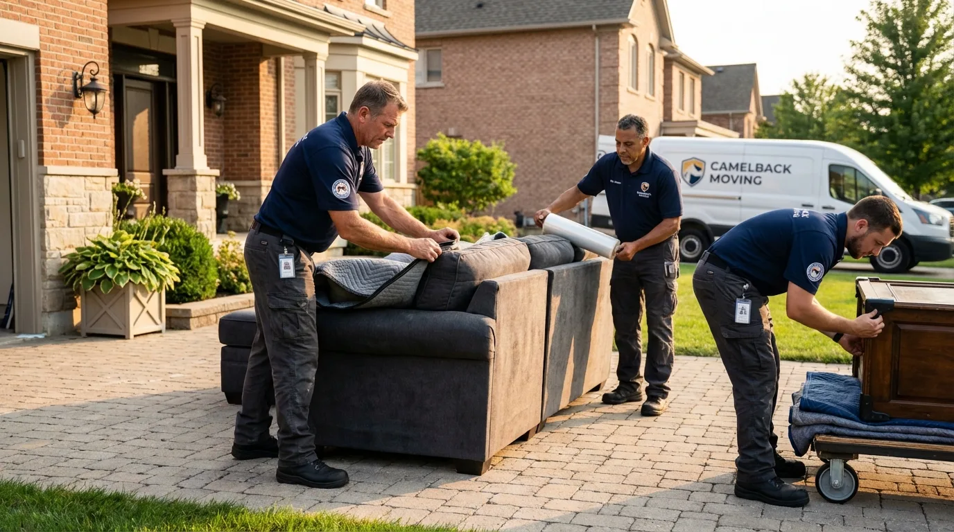 Large estate moving crew wrapping furniture in Cathlamet, WA